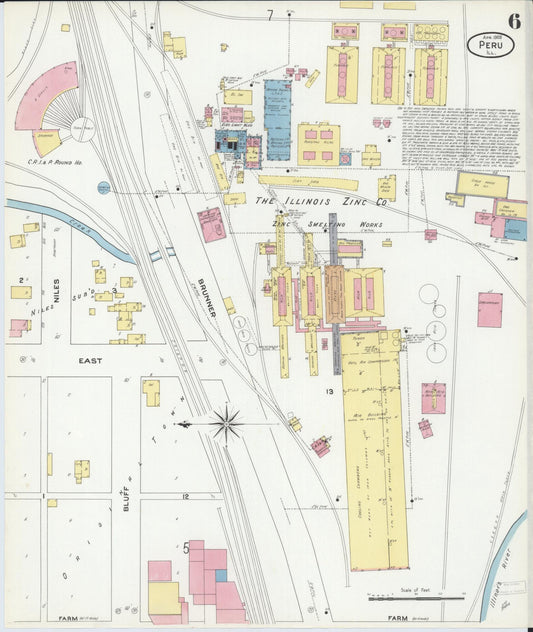Sanborn Fire Insurance Map from Peru, La Salle County, Illinois (1909), Sheet #0006 - Historic Sanborn Fire Insurance Map Print, vintage old map wall art, antique decor, genealogy gift, Illinois Illinois map