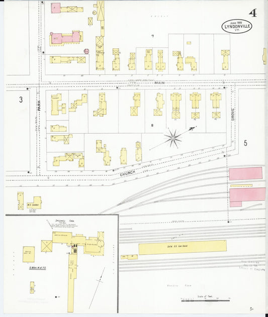 Sanborn Fire Insurance Map from Lyndonville, Caledonia County, Vermont (1905), Sheet #0004 - Historic Sanborn Fire Insurance Map Print, vintage old map wall art, antique decor, genealogy gift, Vermont Vermont map
