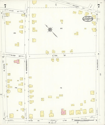 Sanborn Fire Insurance Map from Lexington, Davidson County, North Carolina (1923), Sheet #0007 - Historic Sanborn Fire Insurance Map Print, vintage old map wall art, antique decor, genealogy gift, North Carolina North Carolina map