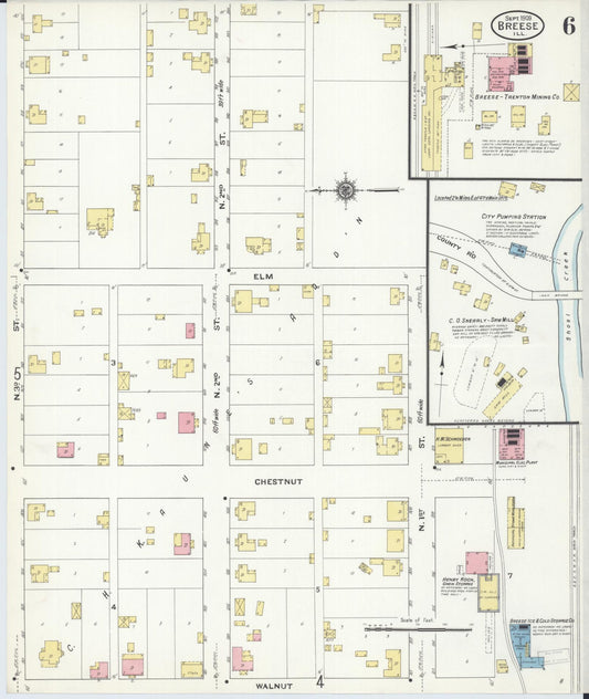 Sanborn Fire Insurance Map from Breese, Clinton County, Illinois (1909), Sheet #0006 - Historic Sanborn Fire Insurance Map Print, vintage old map wall art, antique decor, genealogy gift, Illinois Illinois map