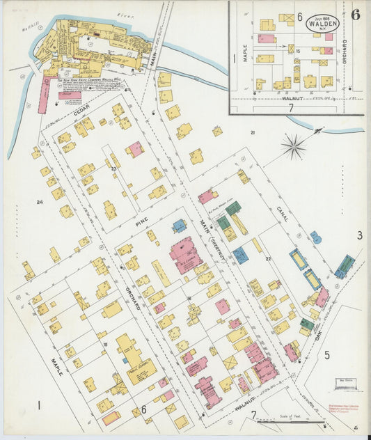 Sanborn Fire Insurance Map from Walden, Orange County, New York (1905), Sheet #0006 - Historic Sanborn Fire Insurance Map Print, vintage old map wall art, antique decor, genealogy gift, New York New York map