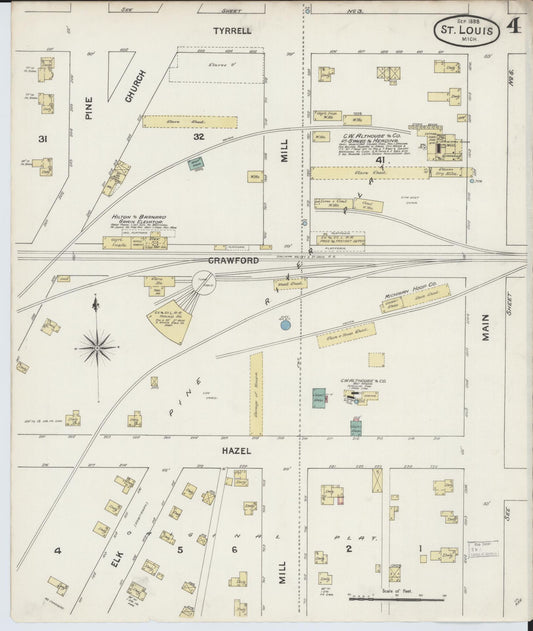 Sanborn Fire Insurance Map from Saint Louis, Gratiot County, Michigan (1888), Sheet #0004 - Historic Sanborn Fire Insurance Map Print, vintage old map wall art, antique decor, genealogy gift, Michigan Michigan map