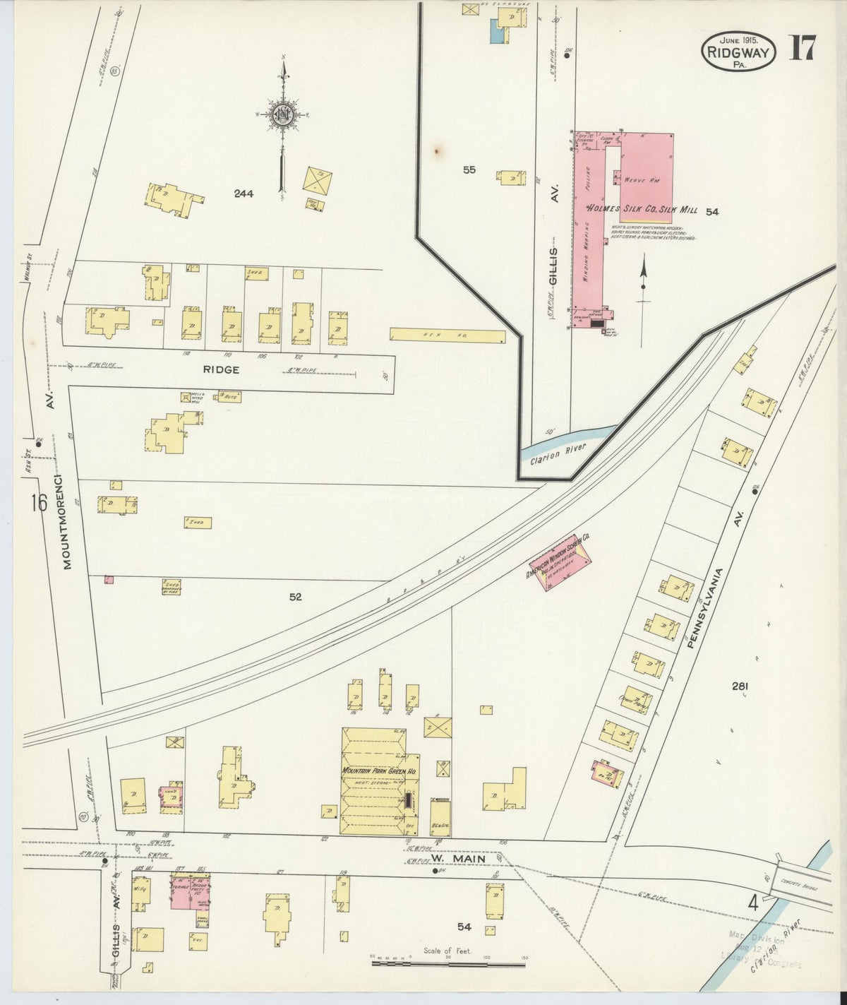 Sanborn Fire Insurance Map from Ridgway, Elk County, Pennsylvania (1915), Sheet #0017 - Historic Sanborn Fire Insurance Map Print, vintage old map wall art, antique decor, genealogy gift, Pennsylvania Pennsylvania map