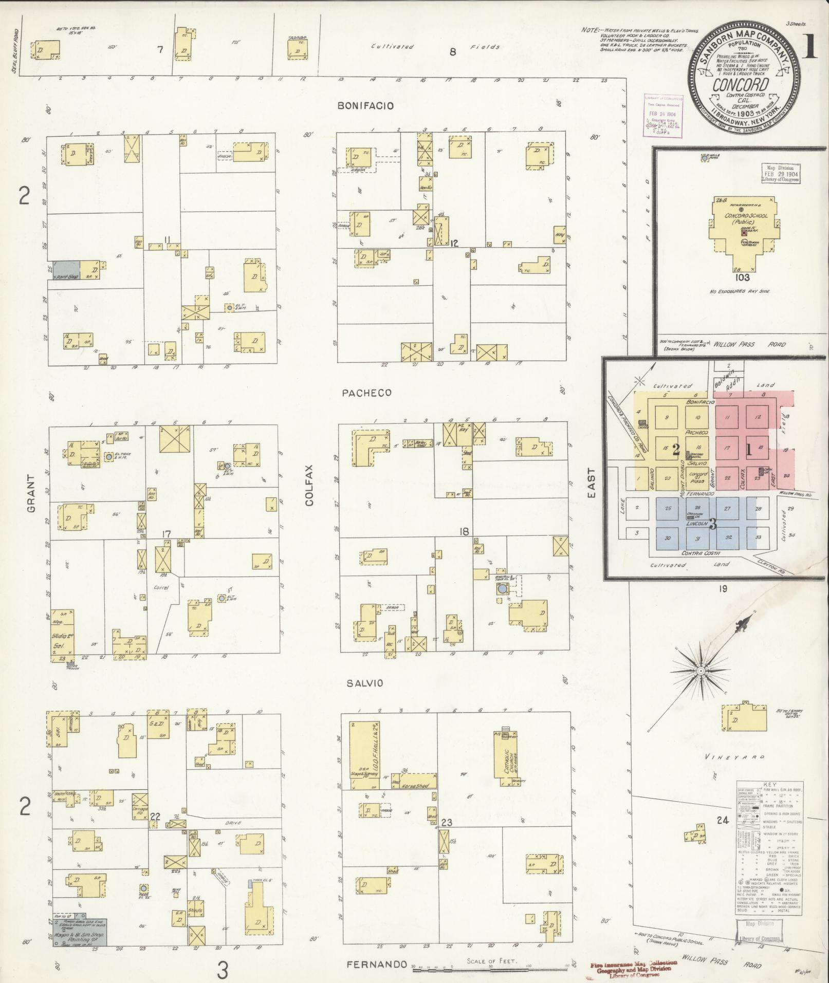 Sanborn Fire Insurance Map from Concord, Contra Costa County, California. (1903) – Historic Sanborn Fire Insurance Map Print