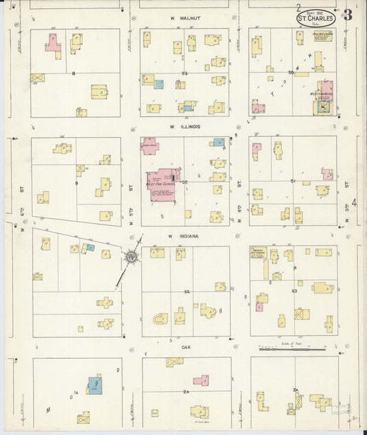 Sanborn Fire Insurance Map from Saint Charles, Kane County, Illinois (1912), Sheet #0003 - Historic Sanborn Fire Insurance Map Print, vintage old map wall art, antique decor, genealogy gift, Illinois Illinois map