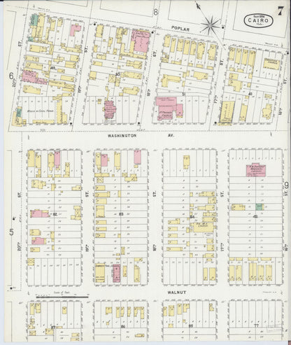 Sanborn Fire Insurance Map from Cairo, Alexander County, Illinois (1896), Sheet #0007 - Complete Map Set gallery image, historic Sanborn map, vintage wall art, Illinois Illinois