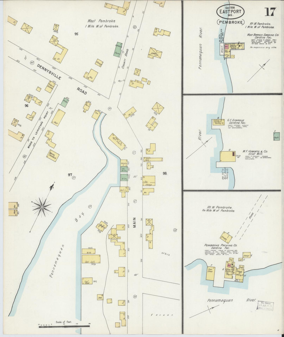 Sanborn Fire Insurance Map from Eastport, Washington County, Maine (1898), Sheet #0017 - Complete Map Set gallery image, historic Sanborn map, vintage wall art, Maine Maine
