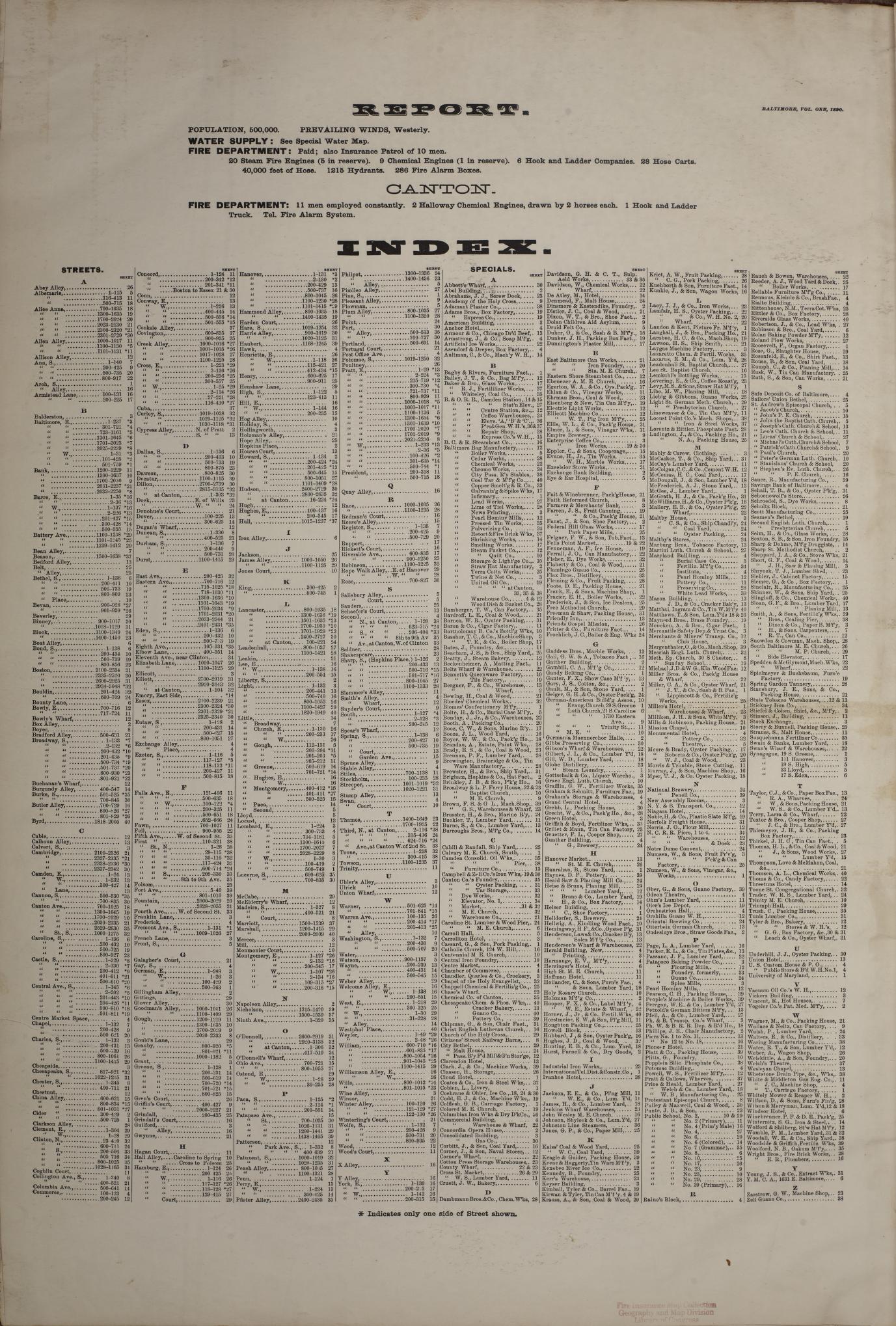 Independent Cities, Maryland - 1890 - Sanborn Fire Insurance Map, Sheet #0001 - Historic Sanborn Fire Insurance Map Print, Independent Cities Maryland 1890 0001 vintage old map wall art