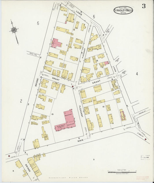 Sanborn Fire Insurance Map from South Hadley Falls, Hampshire County, Massachusetts (1918), Sheet #0003 - Historic Sanborn Fire Insurance Map Print, vintage old map wall art, antique decor, genealogy gift, Massachusetts Massachusetts map