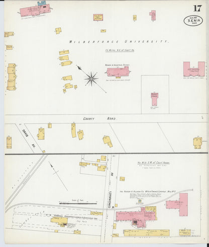 Sanborn Fire Insurance Map from Xenia, Greene County, Ohio (1901), Sheet #0017 - Historic Sanborn Fire Insurance Map Print, vintage old map wall art, antique decor, genealogy gift, Ohio Ohio map