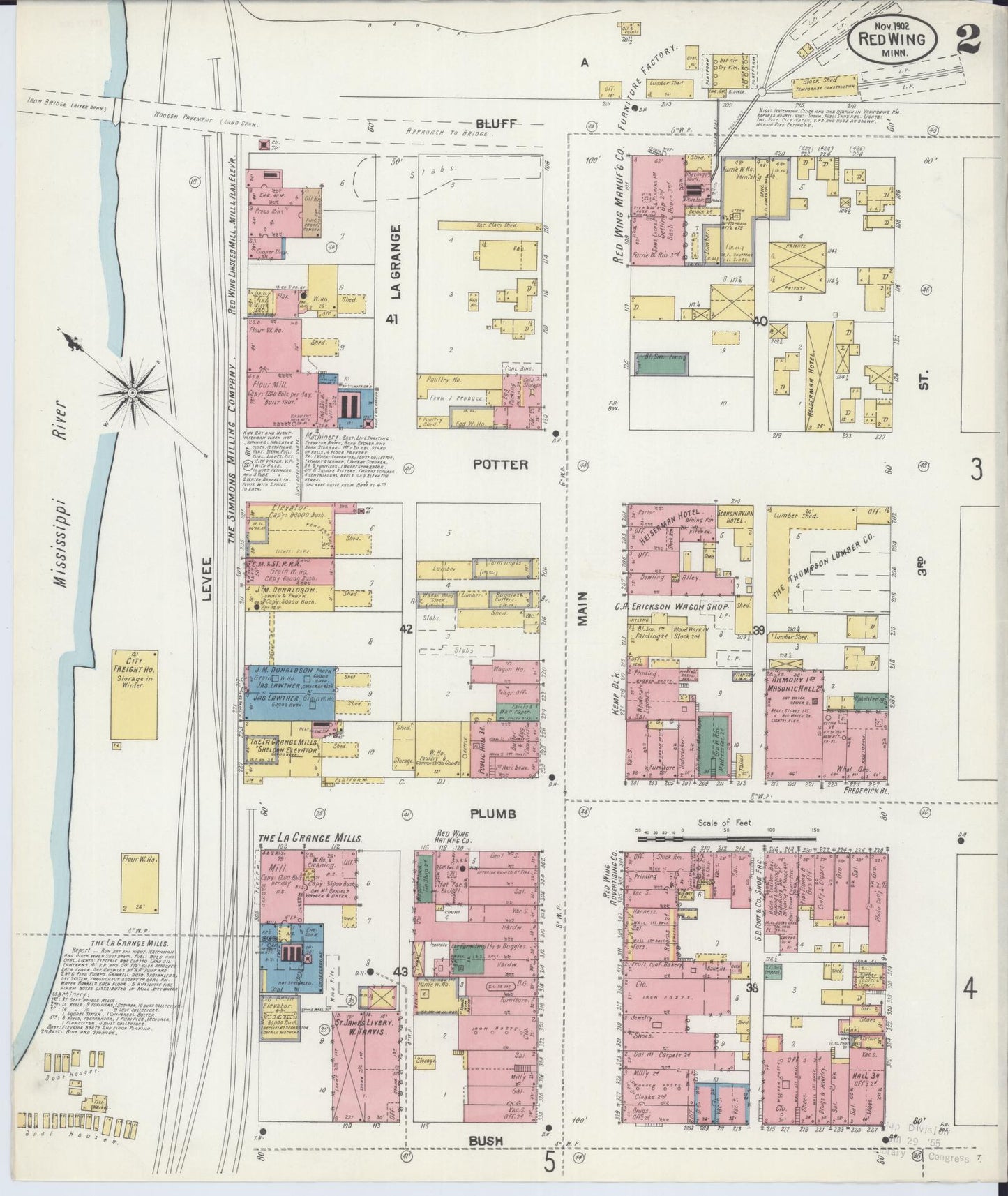 Sanborn Fire Insurance Map from Red Wing, Goodhue County, Minnesota (1902), Sheet #0002 - Complete Map Set gallery image, historic Sanborn map, vintage wall art, Minnesota Minnesota