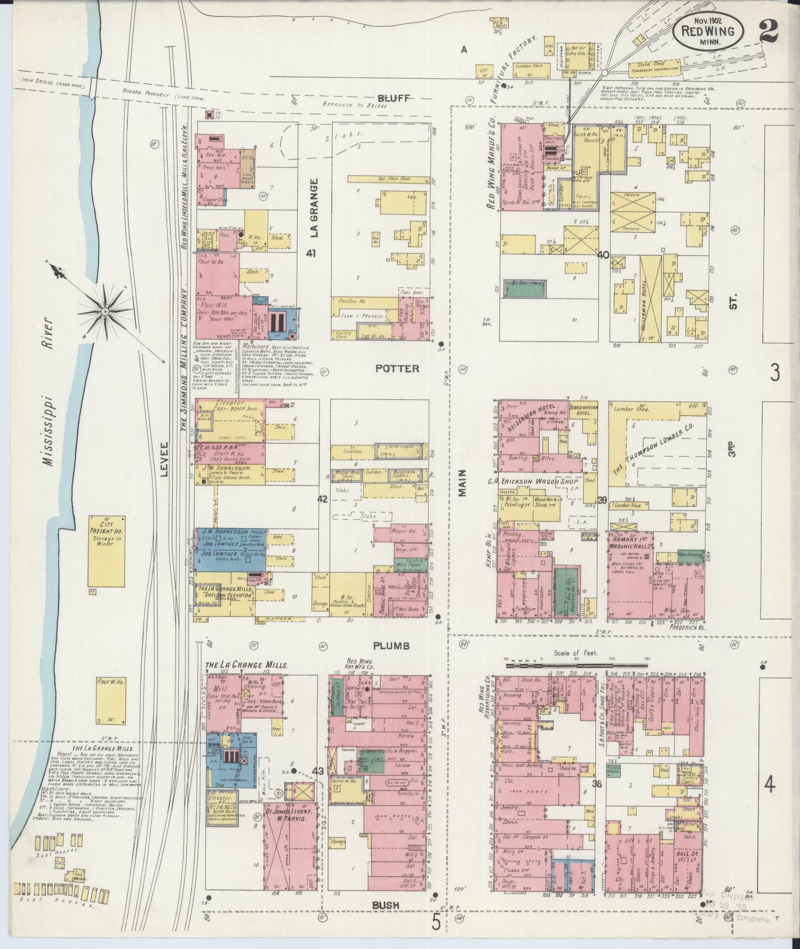 Sanborn Fire Insurance Map from Red Wing, Goodhue County, Minnesota (1902), Sheet #0002 - Complete Map Set gallery image, historic Sanborn map, vintage wall art, Minnesota Minnesota