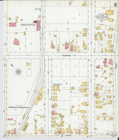 Sanborn Fire Insurance Map from Gallipolis, Gallia County, Ohio (1900), Sheet #0002 - Historic Sanborn Fire Insurance Map Print, vintage old map wall art, antique decor, genealogy gift, Ohio Ohio map