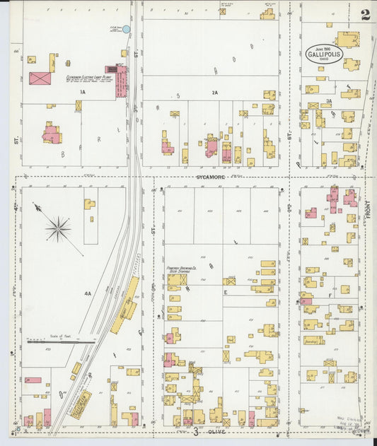 Sanborn Fire Insurance Map from Gallipolis, Gallia County, Ohio (1900), Sheet #0002 - Historic Sanborn Fire Insurance Map Print, vintage old map wall art, antique decor, genealogy gift, Ohio Ohio map