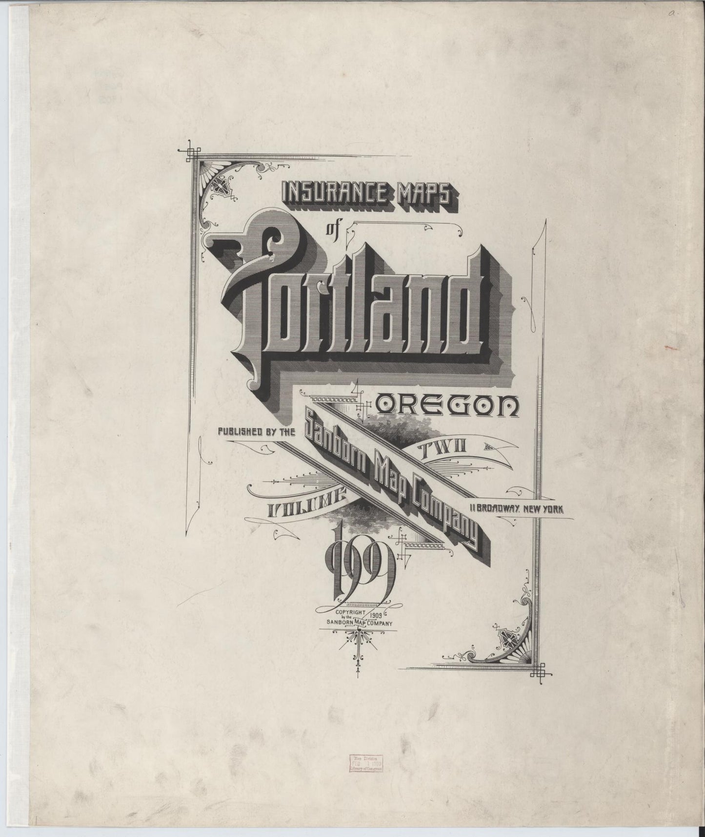 Sanborn Fire Insurance Map from Portland, Multnomah County, Oregon (1909), Sheet #0001 - Complete Map Set gallery image, historic Sanborn map, vintage wall art, Oregon Oregon
