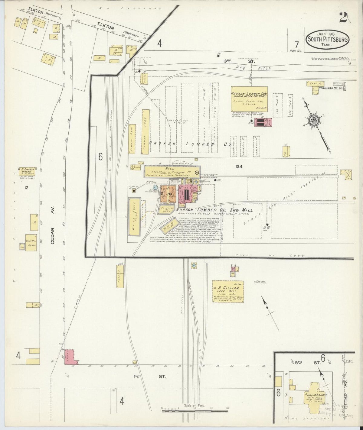 Sanborn Fire Insurance Map from South Pittsburg, Marion County, Tennessee (1913), Sheet #0002 - Complete Map Set gallery image, historic Sanborn map, vintage wall art, Tennessee Tennessee