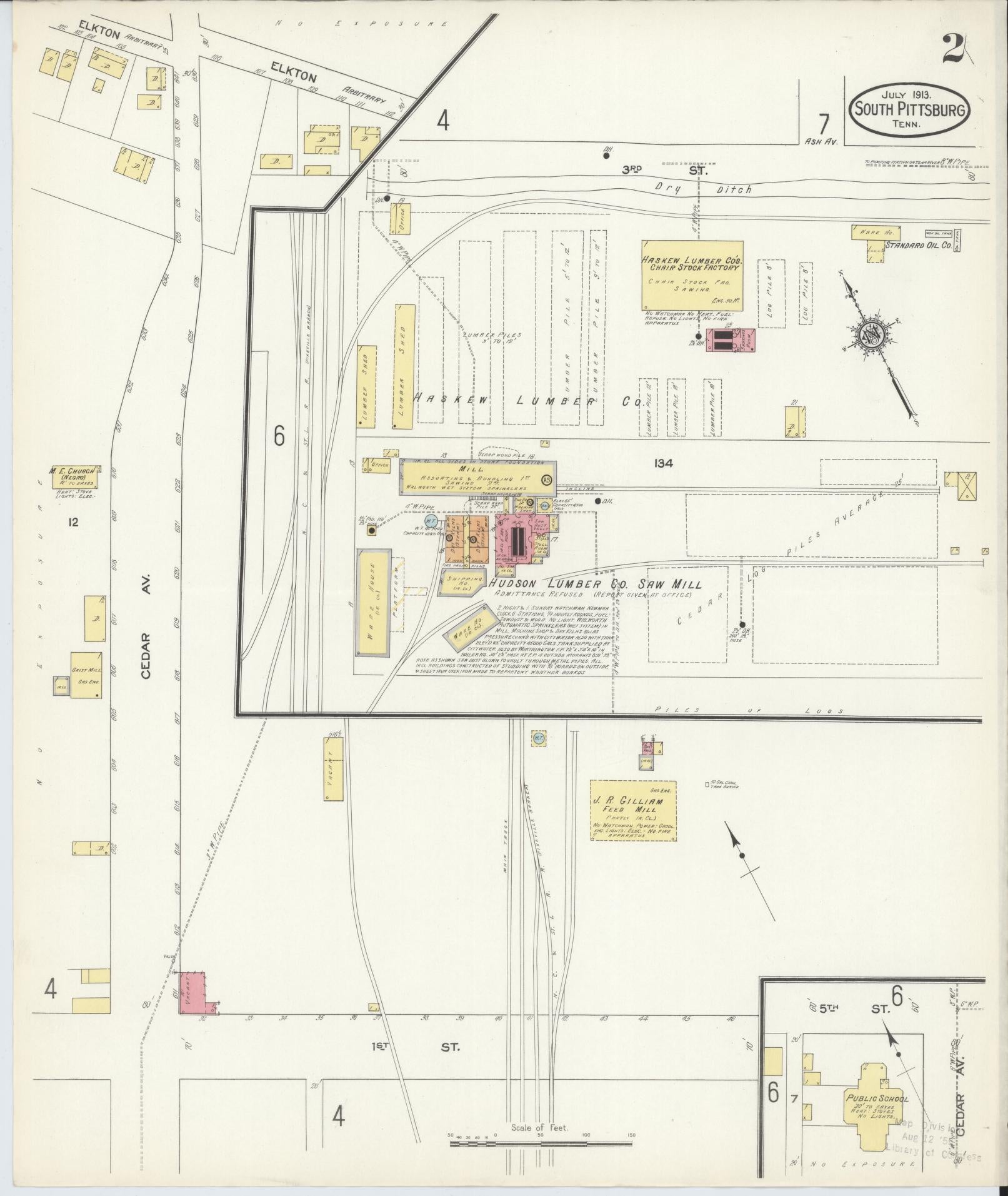 Sanborn Fire Insurance Map from South Pittsburg, Marion County, Tennessee (1913), Sheet #0002 - Complete Map Set gallery image, historic Sanborn map, vintage wall art, Tennessee Tennessee