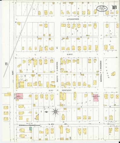 Sanborn Fire Insurance Map from Iola, Allen County, Kansas (1905), Sheet #0018 - Complete Map Set gallery image, historic Sanborn map, vintage wall art, Kansas Kansas