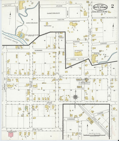 Sanborn Fire Insurance Map from White Springs, Hamilton County, Florida (1920), Sheet #0002 - Historic Sanborn Fire Insurance Map Print, vintage old map wall art, antique decor, genealogy gift, Florida Florida map