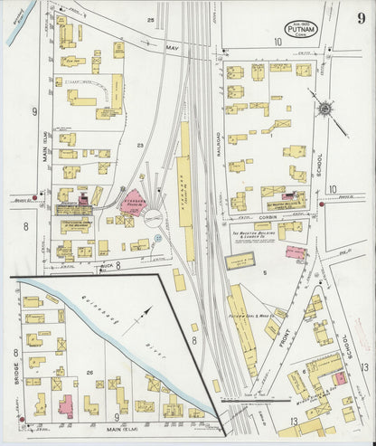 Sanborn Fire Insurance Map from Putnam, Windham County, Connecticut (1920), Sheet #0009 - Complete Map Set gallery image, historic Sanborn map, vintage wall art, Connecticut Connecticut