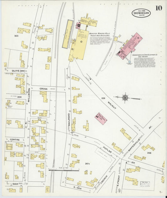 Sanborn Fire Insurance Map from Skowhegan, Somerset County, Maine (1909), Sheet #0010 - Historic Sanborn Fire Insurance Map Print, vintage old map wall art, antique decor, genealogy gift, Maine Maine map