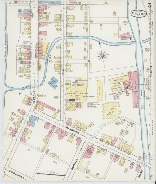 Sanborn Fire Insurance Map from Milton, Northumberland County, Pennsylvania (1890), Sheet #0005 - Historic Sanborn Fire Insurance Map Print, vintage old map wall art, antique decor, genealogy gift, Pennsylvania Pennsylvania map