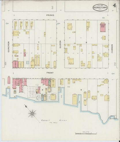 Sanborn Fire Insurance Map from Georgetown, Georgetown County, South Carolina (1894), Sheet #0004 - Complete Map Set gallery image, historic Sanborn map, vintage wall art, South Carolina South Carolina