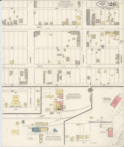 Sanborn Fire Insurance Map from Douglas, Cochise County, Arizona (1914), Sheet #0026 - Complete Map Set gallery image, historic Sanborn map, vintage wall art, Arizona Arizona