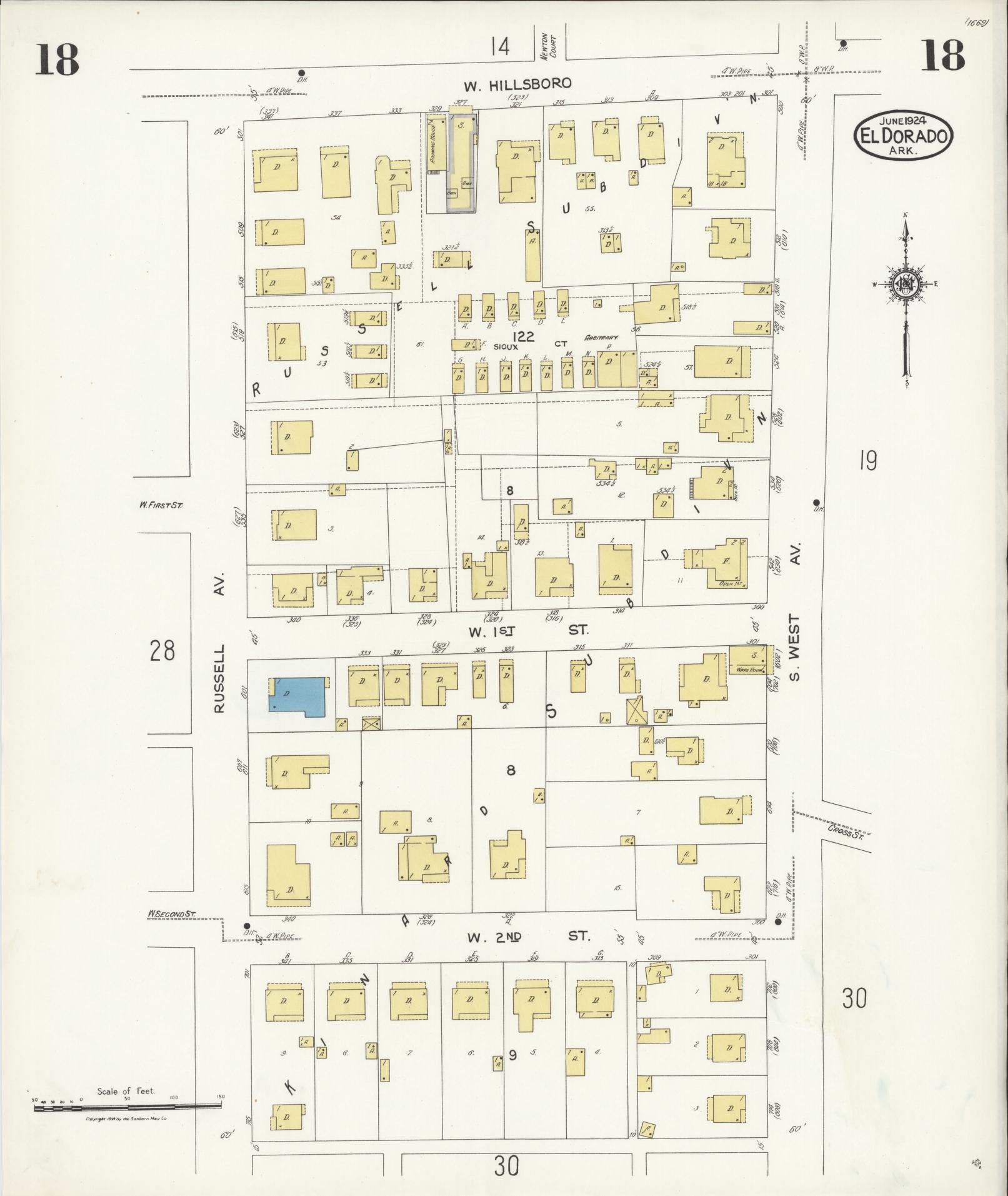 Sanborn Fire Insurance Map from El Dorado, Union County, Arkansas (1924), Sheet #0018 - Historic Sanborn Fire Insurance Map Print, vintage old map wall art, antique decor, genealogy gift, Arkansas Arkansas map