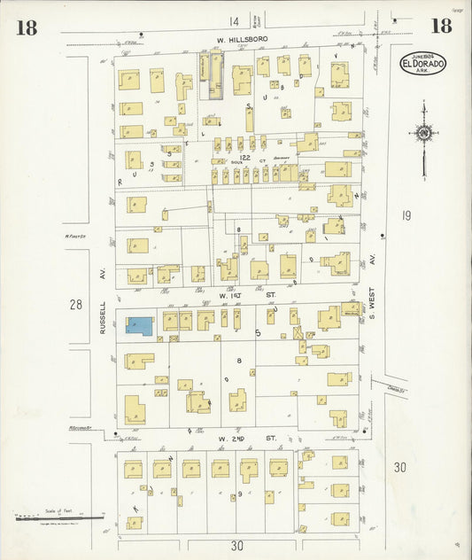 Sanborn Fire Insurance Map from El Dorado, Union County, Arkansas (1924), Sheet #0018 - Historic Sanborn Fire Insurance Map Print, vintage old map wall art, antique decor, genealogy gift, Arkansas Arkansas map