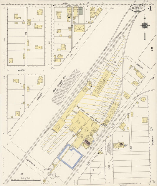 Sanborn Fire Insurance Map from Buckley, Pierce County, Washington (1910), Sheet #0004 - Historic Sanborn Fire Insurance Map Print, vintage old map wall art, antique decor, genealogy gift, Washington Washington map