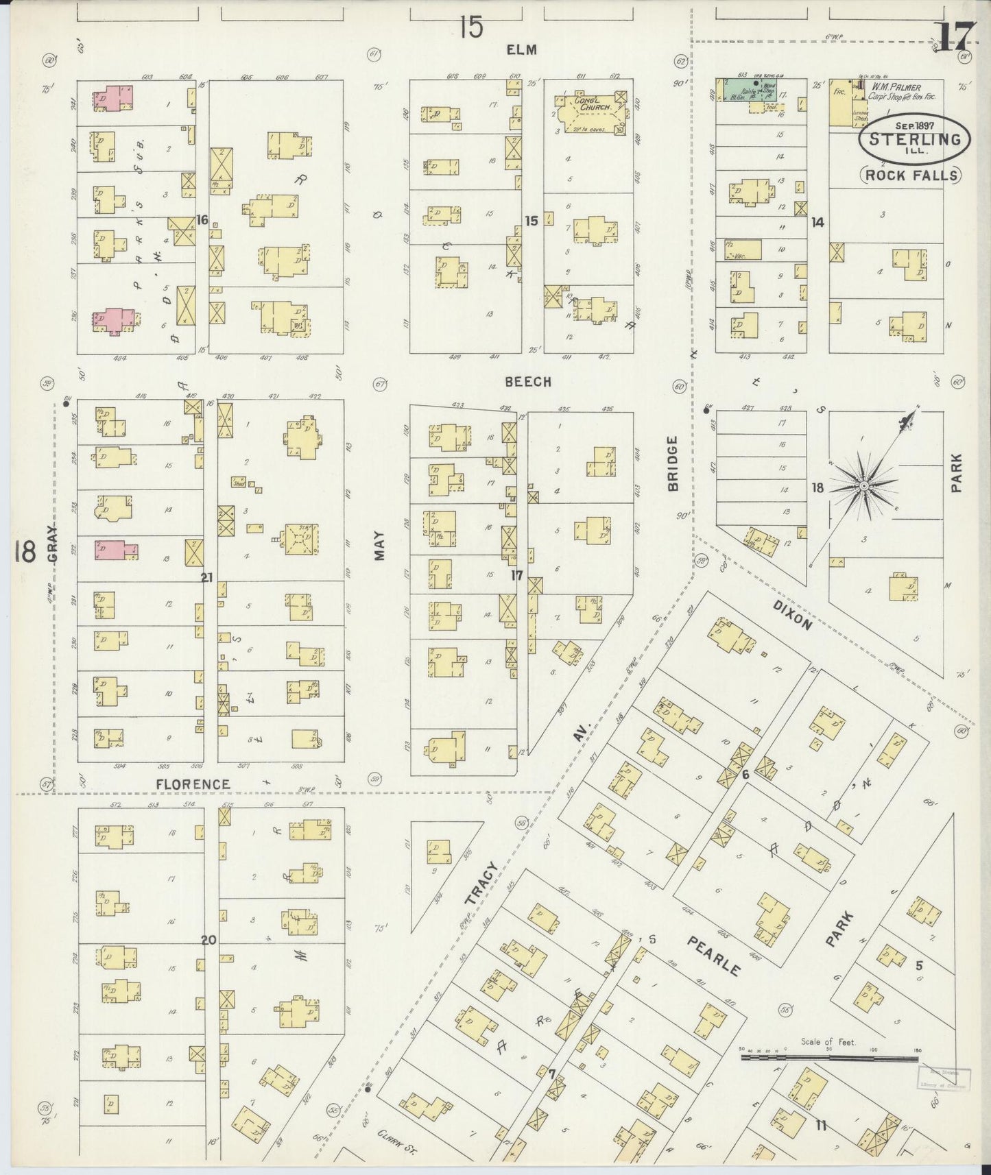 Sanborn Fire Insurance Map from Sterling, Whiteside County, Illinois (1897), Sheet #0017 - Complete Map Set gallery image, historic Sanborn map, vintage wall art, Illinois Illinois