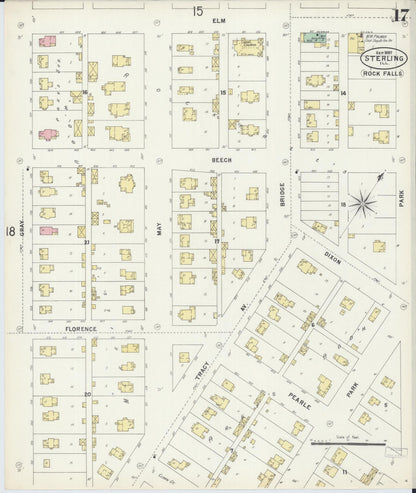 Sanborn Fire Insurance Map from Sterling, Whiteside County, Illinois (1897), Sheet #0017 - Complete Map Set gallery image, historic Sanborn map, vintage wall art, Illinois Illinois