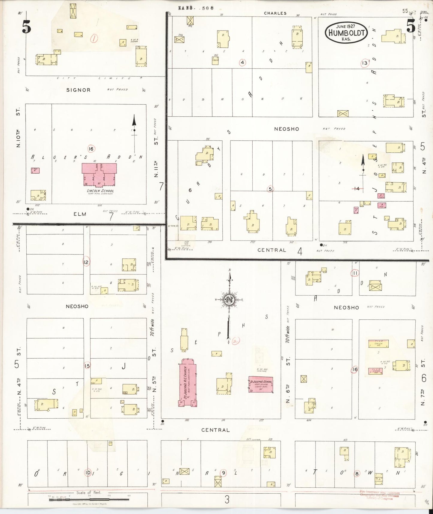 Sanborn Fire Insurance Map from Humboldt, Allen County, Kansas (1936), Sheet #0005 - Complete Map Set gallery image, historic Sanborn map, vintage wall art, Kansas Kansas