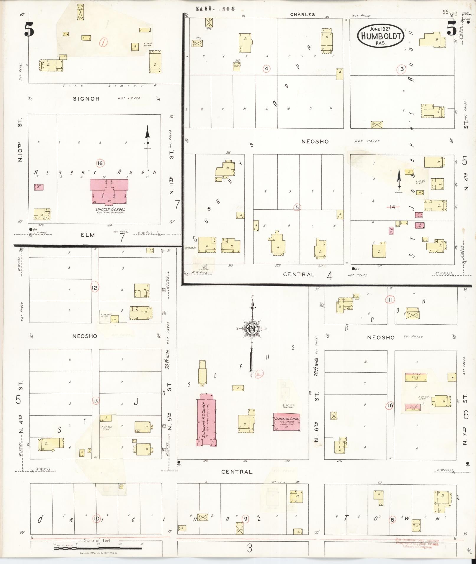 Sanborn Fire Insurance Map from Humboldt, Allen County, Kansas (1936), Sheet #0005 - Complete Map Set gallery image, historic Sanborn map, vintage wall art, Kansas Kansas
