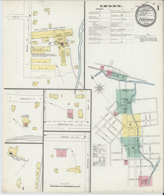 Sanborn Fire Insurance Map from Canisteo, Steuben County, New York (1897), Sheet #0001 - Complete Map Set gallery image, historic Sanborn map, vintage wall art, New York New York