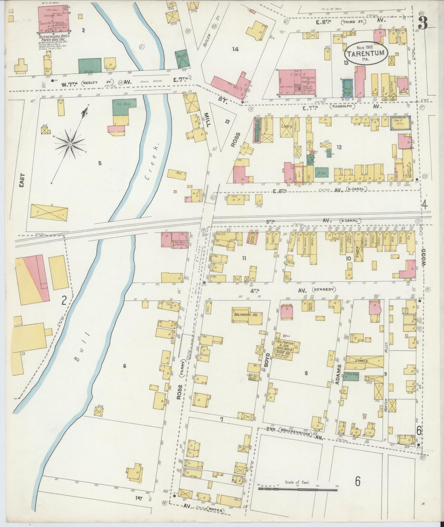 Sanborn Fire Insurance Map from Tarentum, Allegheny County, Pennsylvania (1902), Sheet #0003 - Complete Map Set gallery image, historic Sanborn map, vintage wall art, Pennsylvania Pennsylvania