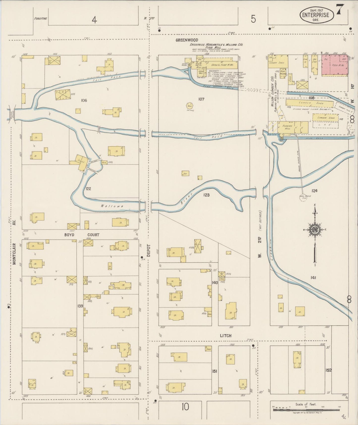 Sanborn Fire Insurance Map from Enterprise, Wallowa County, Oregon (1917), Sheet #0007 - Complete Map Set gallery image, historic Sanborn map, vintage wall art, Oregon Oregon