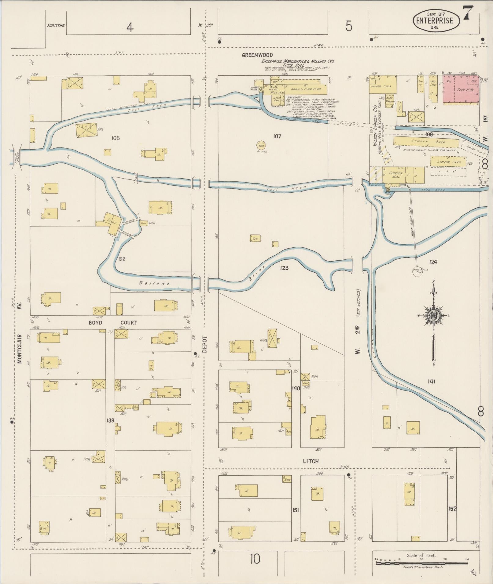 Sanborn Fire Insurance Map from Enterprise, Wallowa County, Oregon (1917), Sheet #0007 - Complete Map Set gallery image, historic Sanborn map, vintage wall art, Oregon Oregon
