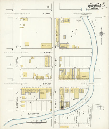 Sanborn Fire Insurance Map from Breckenridge, Stephens County, Texas (1921), Sheet #0005 - Historic Sanborn Fire Insurance Map Print, vintage old map wall art, antique decor, genealogy gift, Texas Texas map