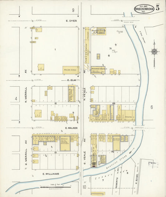 Sanborn Fire Insurance Map from Breckenridge, Stephens County, Texas (1921), Sheet #0005 - Historic Sanborn Fire Insurance Map Print, vintage old map wall art, antique decor, genealogy gift, Texas Texas map