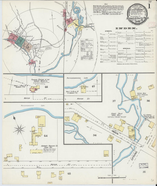 Sanborn Fire Insurance Map from Norway, Oxford County, Maine (1892), Sheet #0001 - Historic Sanborn Fire Insurance Map Print, vintage old map wall art, antique decor, genealogy gift, Maine Maine map