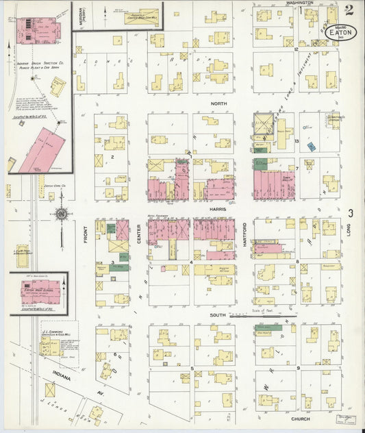 Sanborn Fire Insurance Map from Eaton, Delaware County, Indiana (1910), Sheet #0002 - Historic Sanborn Fire Insurance Map Print, vintage old map wall art, antique decor, genealogy gift, Eaton Delaware map