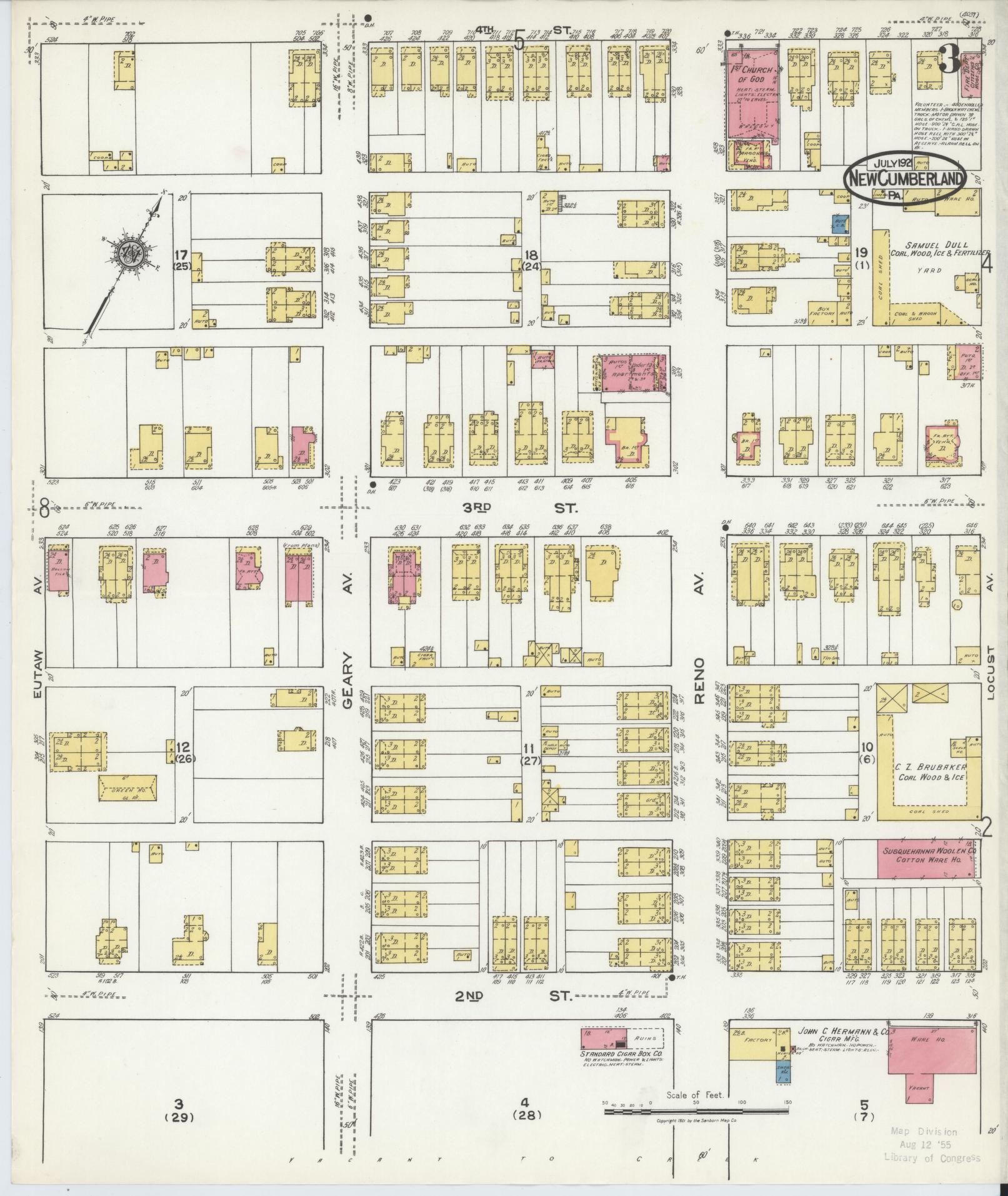 Sanborn Fire Insurance Map from New Cumberland, Cumberland County, Pennsylvania (1921), Sheet #0003 - Complete Map Set gallery image, historic Sanborn map, vintage wall art, Pennsylvania Pennsylvania