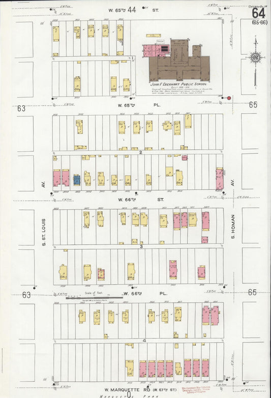Sanborn Fire Insurance Map from Chicago, Cook County, Illinois (1920), Sheet #0064 - Historic Sanborn Fire Insurance Map Print, vintage old map wall art, antique decor, genealogy gift, Illinois Illinois map