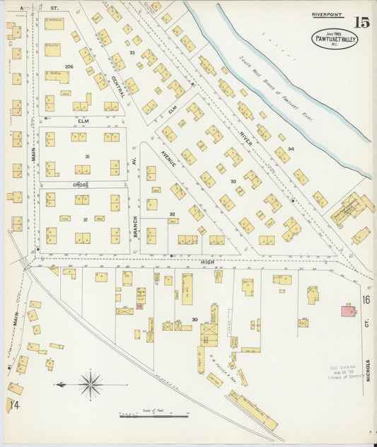 Sanborn Fire Insurance Map from Pawtuxet Valley, Kent and Providence Counties, Rhode Island (1903), Sheet #0015 - Historic Sanborn Fire Insurance Map Print, vintage old map wall art, antique decor, genealogy gift, Washington Washington map