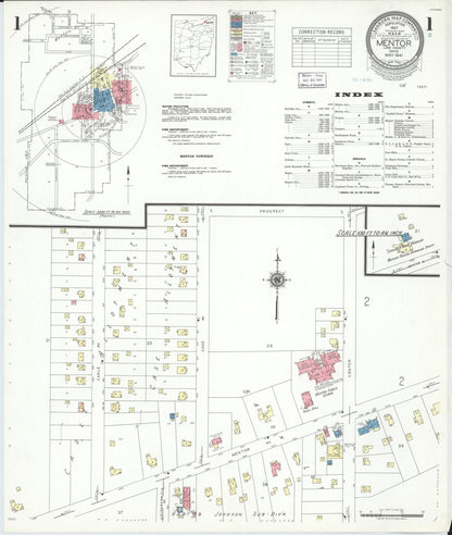 Sanborn Fire Insurance Map from Mentor, Lake County, Ohio (1941), Sheet #0001 - Historic Sanborn Fire Insurance Map Print, vintage old map wall art, antique decor, genealogy gift, Ohio Ohio map