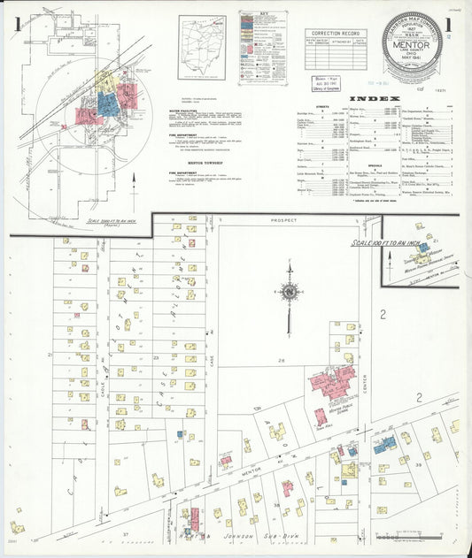 Sanborn Fire Insurance Map from Mentor, Lake County, Ohio (1941), Sheet #0001 - Historic Sanborn Fire Insurance Map Print, vintage old map wall art, antique decor, genealogy gift, Ohio Ohio map