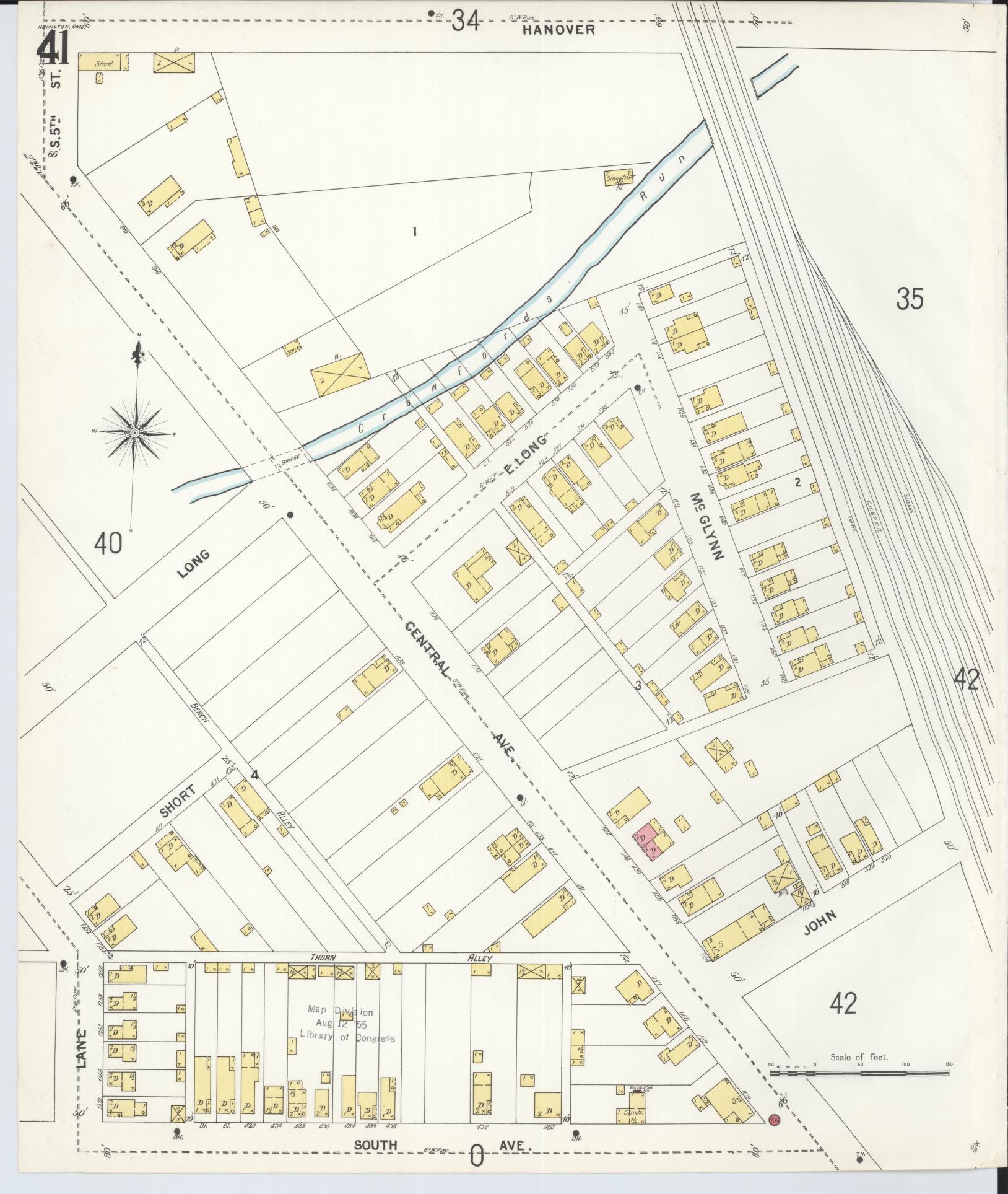 Sanborn Fire Insurance Map from Hamilton, Butler County, Ohio (1899), Sheet #0041 - Historic Sanborn Fire Insurance Map Print, vintage old map wall art, antique decor, genealogy gift, Ohio Ohio map