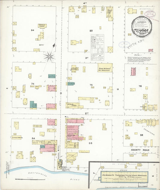Sanborn Fire Insurance Map from Tehama, Tehama County, California. (1897) – Historic Sanborn Fire Insurance Map Print